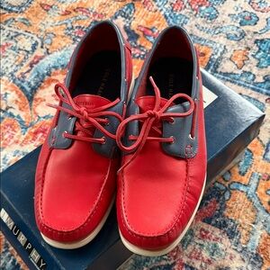 Cole Haan Men's Vibrant Red and Navy Boat Shoes